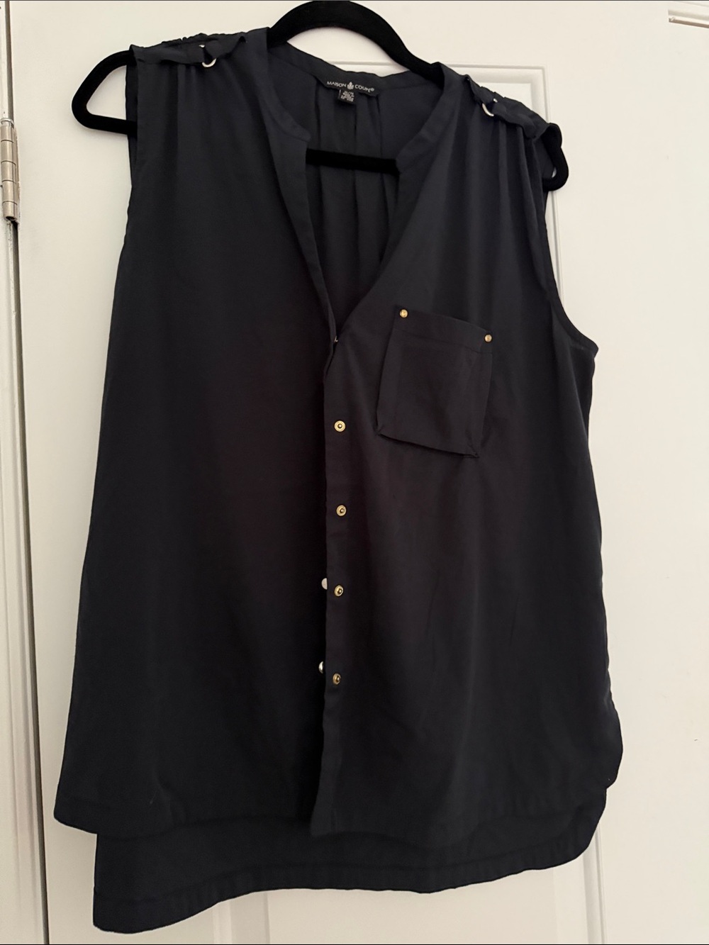 Maison Coupe Black Collarless Blouse